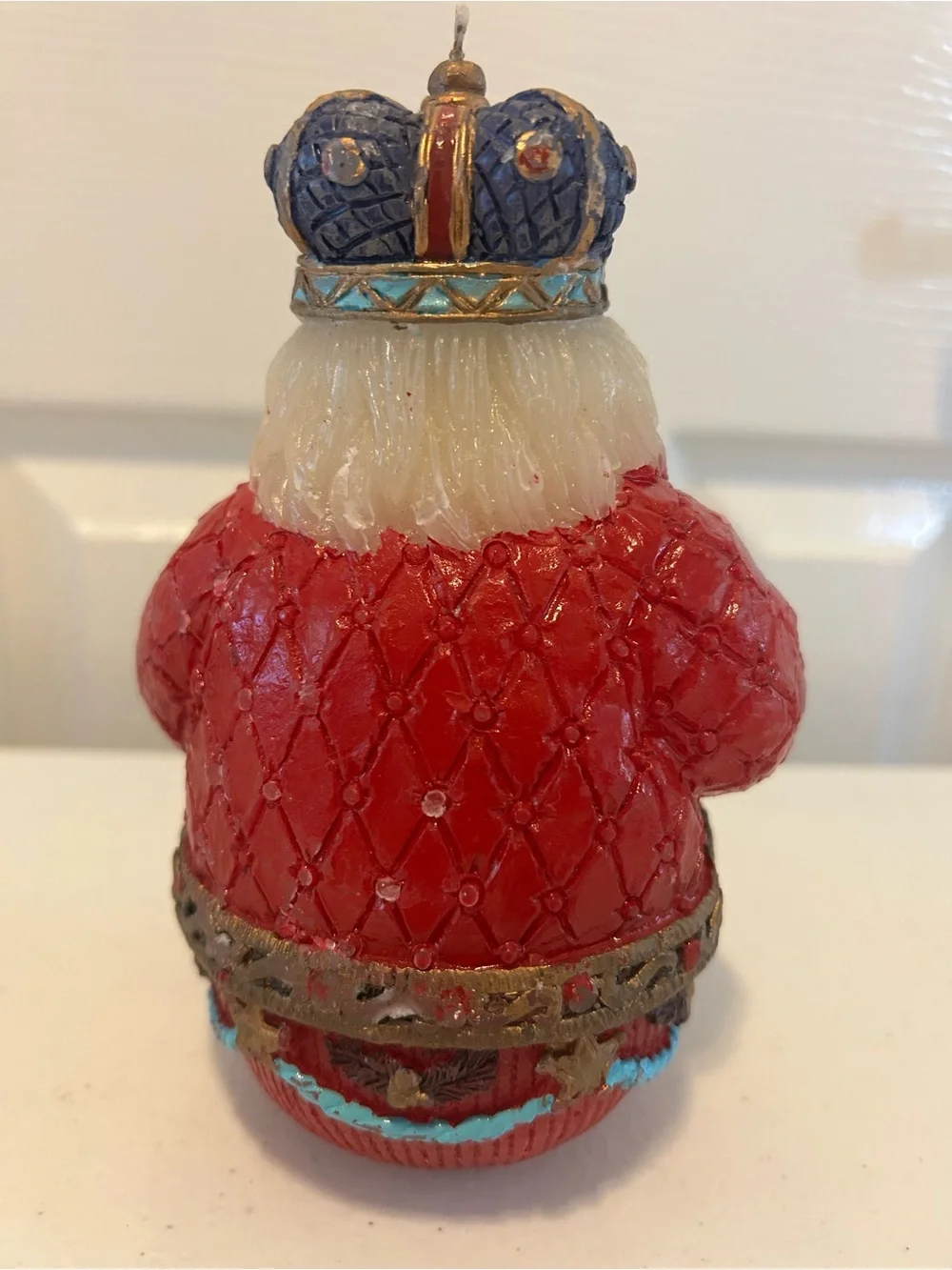 Holiday Santa Candle Figurine in Red, Blue and Gold